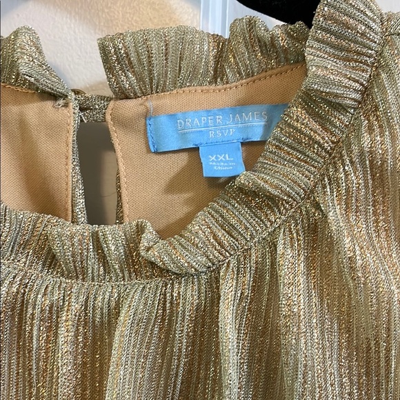 Draper James RSVP Gold Glitter Ruched Ruffle Sleeveless Mini Dress - Size XXL - Picture 6 of 15